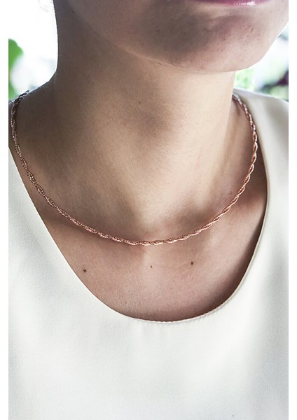 925 Ayar Rose Kaplamalı Italyan Gümüş Choker Kolye