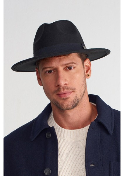 Erkek Büyük Beden 60CM Siyah Fedora Şapka
