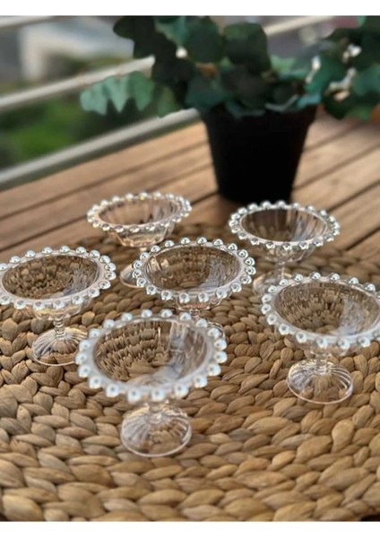 6 Adet Boncuklu Lokumluk Ikramlık Sunumluk Şekerlik Çerezlik