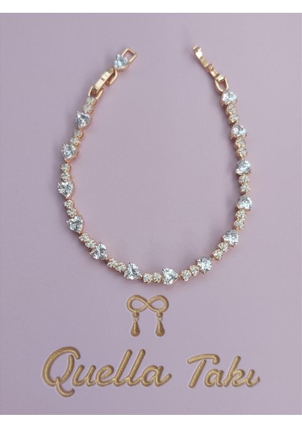 Xuping Heart Baguette Gold Bileklik (Kalınlık: 4 Mm/uzunuk: 16-18 Cm)