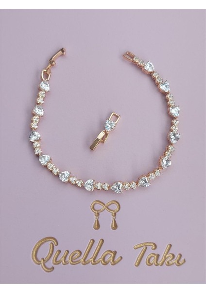 Xuping Heart Baguette Gold Bileklik (Kalınlık: 4 Mm/uzunuk: 16-18 Cm)