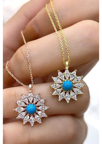 925 Ayar Rose Kaplamalı Beyaz Taşlı Incili Çiçek Gümüş Kolye fiyatları