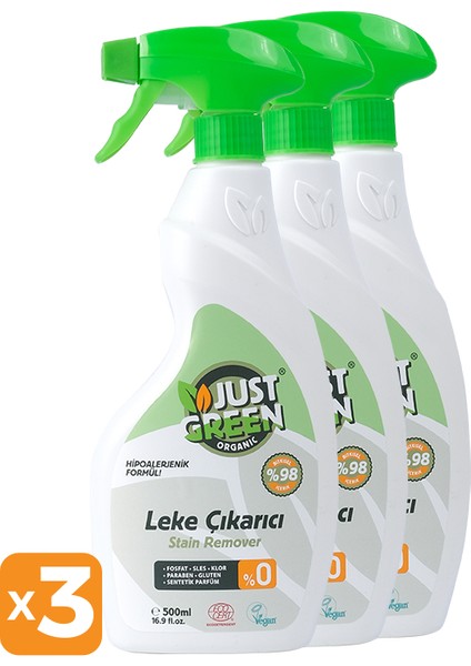 Just Green Organic 3'lü Leke Çıkarıcı 3X500ML