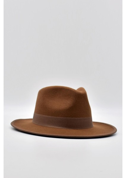 Vintage Erkek Fedora Fötr Şapka Panama Ingiliz Trilby Kasket Taba