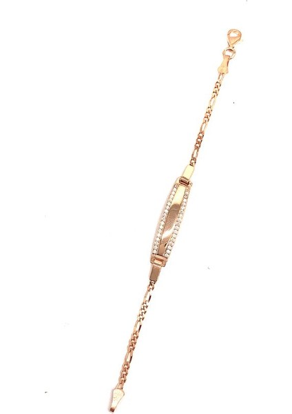 925 Ayar Rose Kaplamalı Beyaz Taşlı Gümüş Çocuk Bilekliği