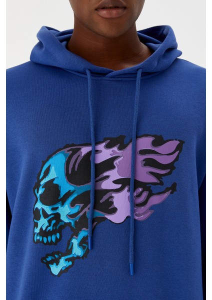 Erkek Sweatshirt Kapüşonlu Mavi M500229 fırsatları