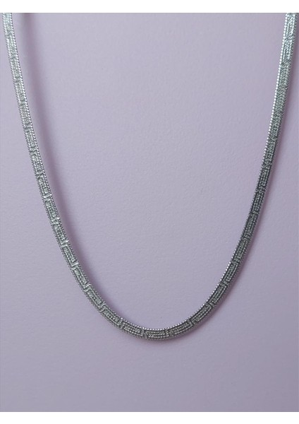 Çelik Italyan Grek Işlemeli Silver Kolye