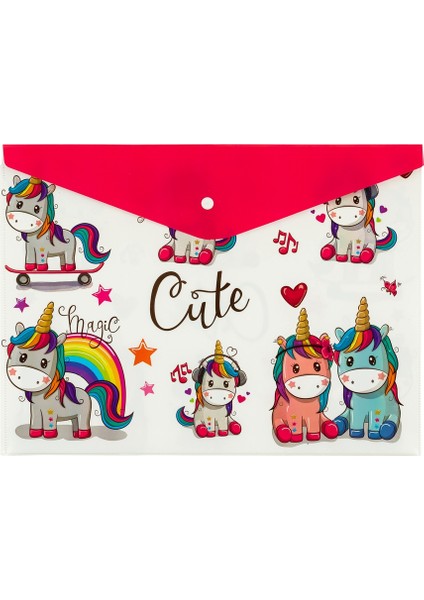 Çıtçıtlı Dosya A4 Unicorn Desenli