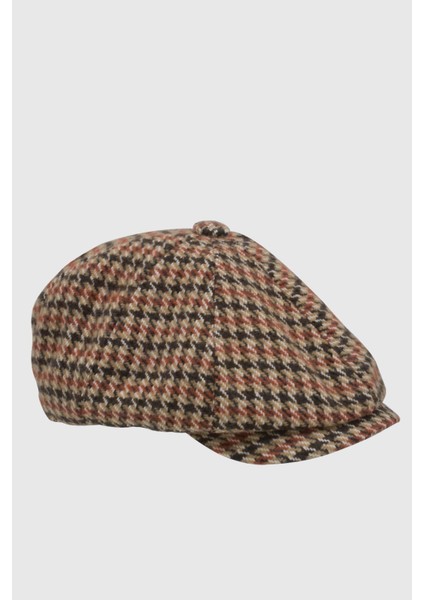 Erkek Kazayağı Desenli Yün 8 Parça Kasket Şapka fiyatları