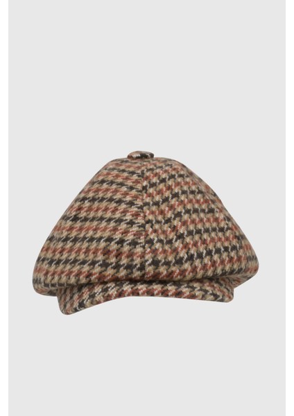 Erkek Kazayağı Desenli Yün 8 Parça Kasket Şapka modelleri