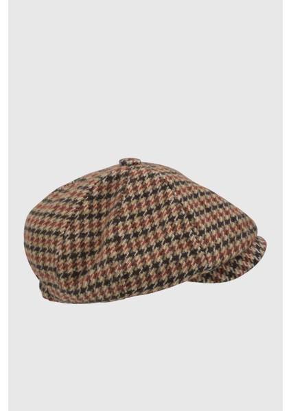 Erkek Kazayağı Desenli Yün 8 Parça Kasket Şapka fırsatları