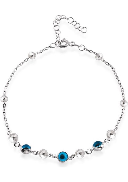 925 Ayar Gümüş Nazar Boncuklu Zirkon Taşlı Bileklik