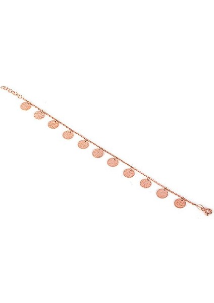 925 Ayar Rose Kaplamalı Sallantılı Pul Detaylı Gümüş Bileklik