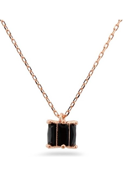 925 Ayar Rose Kaplamalı Turkuaz Taşlı Minimal Tasarım Gümüş Kolye modelleri