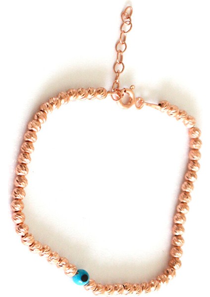 925 Ayar Nazar Göz Dorika Taşlı Rose Kaplamalı Gümüş Bileklik