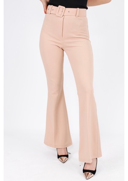 2001 Bycoolest Butik Scuba Krep Kumaş Ispanyol Paça Kemerli Kumaş Pantolon