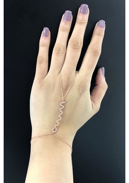 925 Ayar Rose Kaplamalı Siyah Taşlı Yılan Gümüş Şahmeran fırsatları