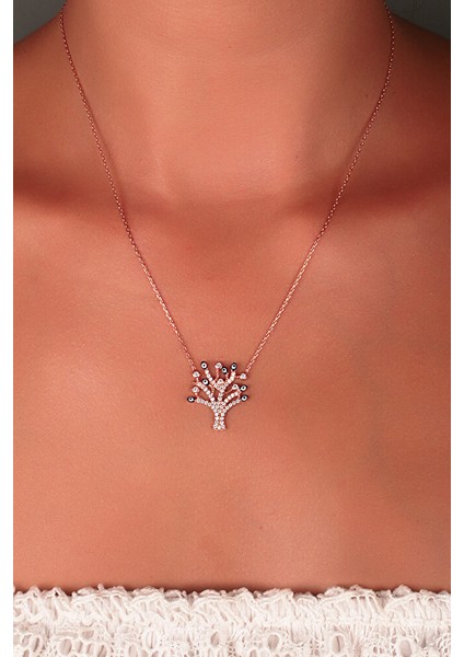 925 Ayar Gümüş Hayat Ağacı Trend Kolye SK5271 modelleri