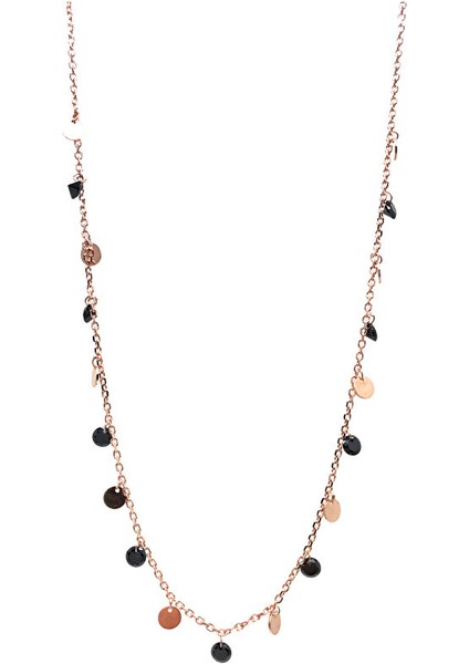 925 Ayar Rose Kaplamalı Turkuaz Taşlı Yuvarlak Pullu Gümüş Kolye modelleri