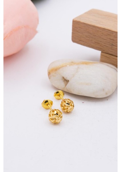 22 Ayar Altın Küpe Kalemli 6mm Vidalı Kadın Küpe LKKP1215 fiyatları