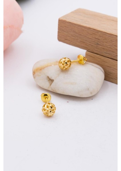 22 Ayar Altın Küpe Kalemli 6mm Vidalı Kadın Küpe LKKP1215 modelleri