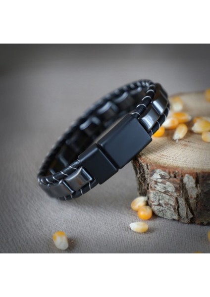 Erkek Hematit Örmeli Deri Bileklik fiyatları