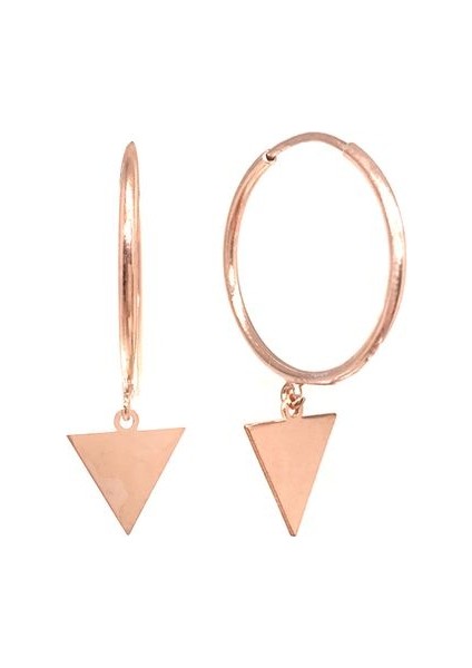 925 Ayar Rose Kaplamalı Üçgen Pullu Halka Gümüş Küpe