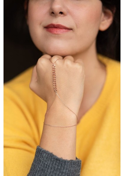 925 Ayar Rose Kaplama Zincir Gümüş Şahmeran