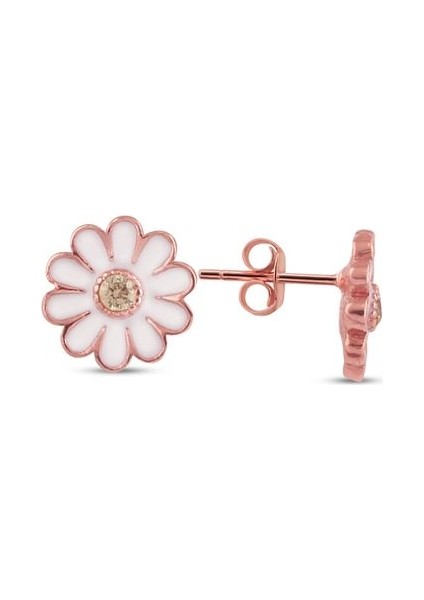 925 Ayar Gümüş Mineli Papatya Küpe