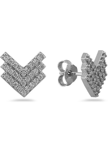 925 Ayar Rose Kaplamalı Multicolour Taşlı Yıldız Gümüş Küpe