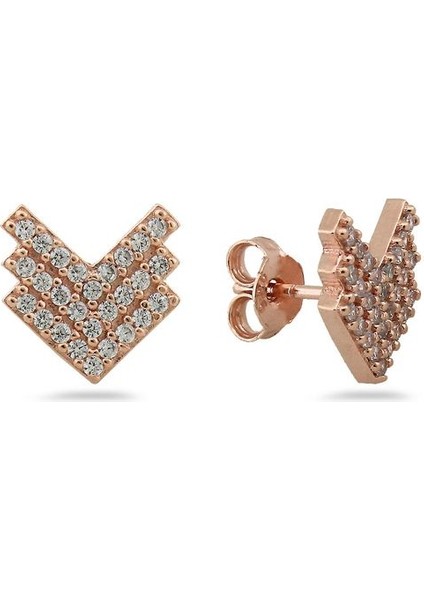 925 Ayar Rose Kaplamalı Multicolour Taşlı Yıldız Gümüş Küpe fiyatları