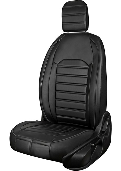 fiat Stilo Uyumlu Deri Oto Koltuk Kılıfı Ön-Arka Tam Set Aysa Series (Siyah)