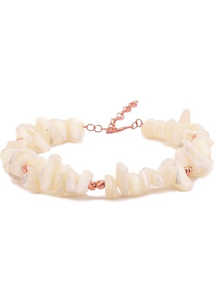 925 Ayar Rose Kaplamalı Dorika ve Doğal Taşlı Gümüş Bileklik fırsatları