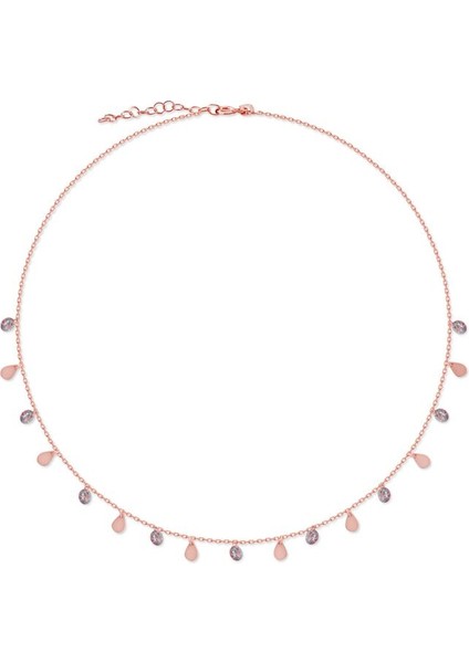 925 Ayar Gümüş Zirkon Taşlı Damla Kolye