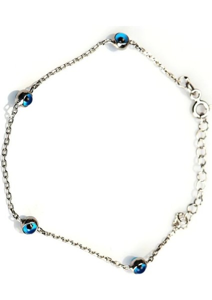 925 Ayar Rodyum Kaplamalı Nazar Göz Gümüş Bileklik