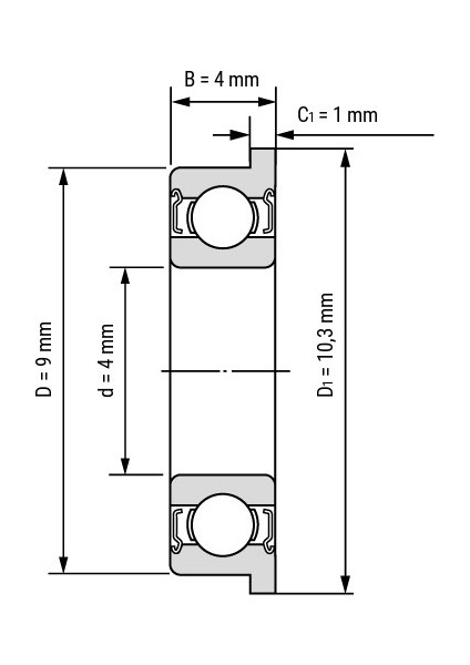 Prc F684 ZZ (F638/4 ZZ) Minyatür Rulman 4X9X4 (Şapkalı)