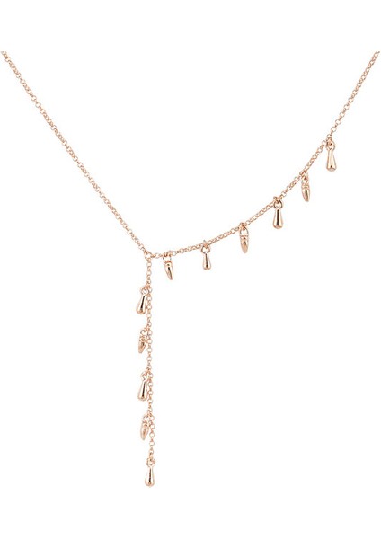 925 Ayar Rose Kaplamalı Sallantılı Damla Tasarım Gümüş Kolye