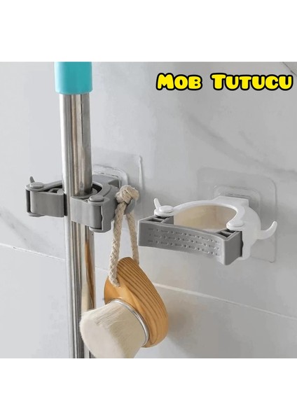 1 Adet Self Power Çok Amaçlı Paspas ,süpürge, Fırça ve Mob Askısı Sap Tutucu Mutfak ve Banyo Askısı