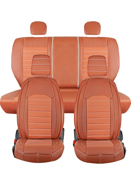 Seat Ateca Uyumlu Deri Oto Koltuk Kılıfı Ön-Arka Tam Set Aysa Series (Tarçın)