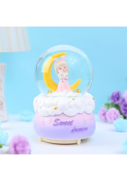 Ay Üzerinde Oturan Kız Büyük Boy Püskürtmeli Işıklı Müzikli Kar Küresi fiyatları