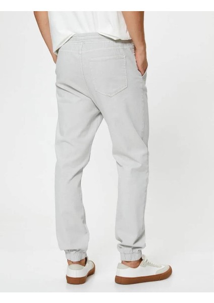 4SAM40006HW Koton Erkek Kanvas Pantolon Gri