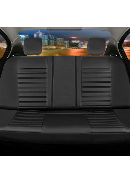 fiat Uno Uyumlu Deri Oto Koltuk Kılıfı Ön-Arka Tam Set Aysa Series (Siyah)