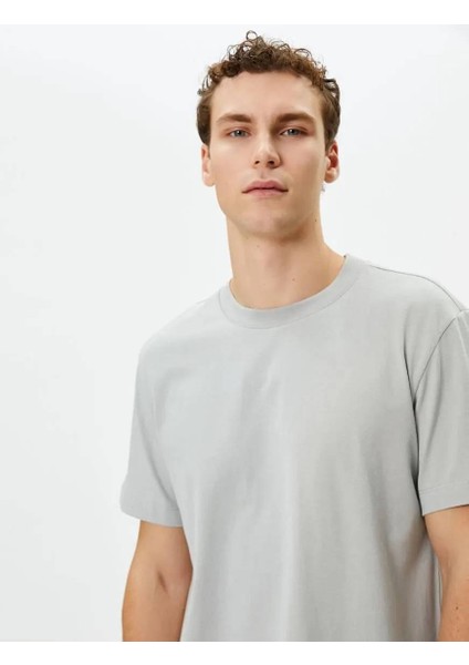 4SAM10160HK Koton Erkek T-Shirt Gri