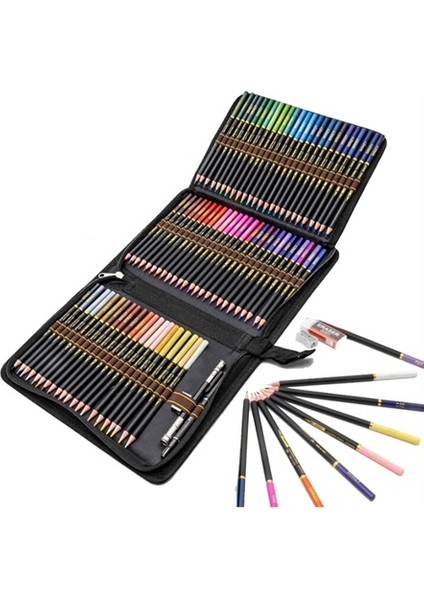 Renkli Kalem Seti 72 Kurşun Kalem Profesyonel Boya Kalemi Boyama Kitabı Yetişkin ve Çocuklar Için