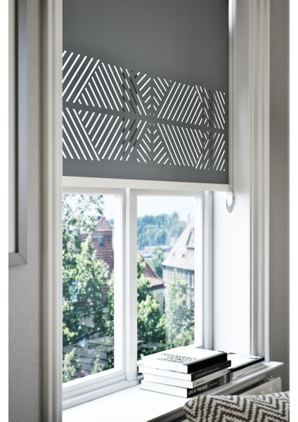 Perdebiz Lazer Kesim Mat Stor Perde Antrasit EB-1004 fiyatları