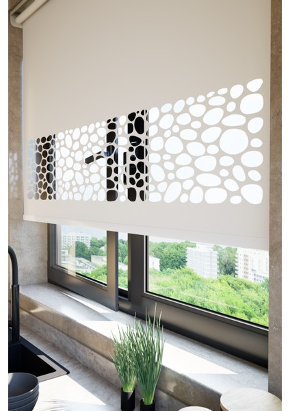 Perdebiz Lazer Kesim Mat Stor Perde Ekru EB-121002 fiyatları