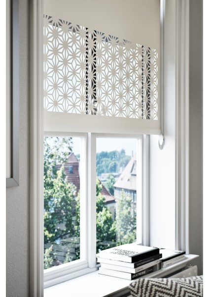 Perdebiz Lazer Kesim Mat Stor Perde Beyaz EB-181001