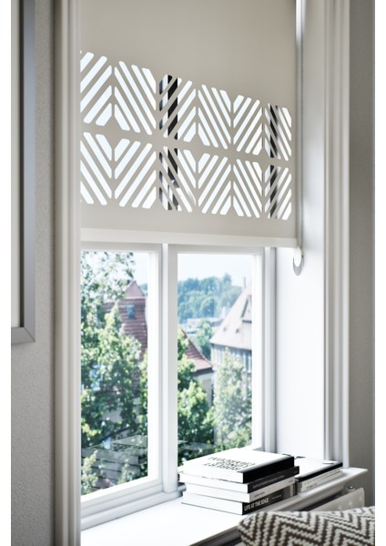 Perdebiz Lazer Kesim Mat Stor Perde Beyaz EB-201001
