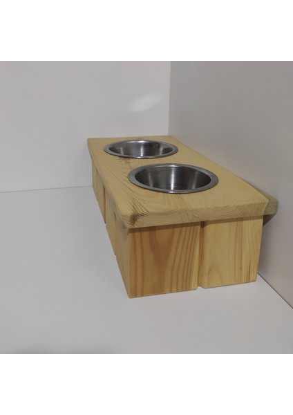 2'li Ahşap Kedi Köpek Mamalığı 2 Kaseli Kedi Köpek Mama ve Su Kabı Suluk ve Mamalık modelleri