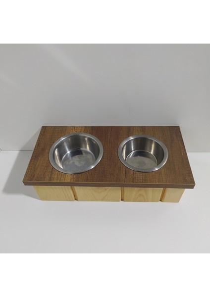 2'li Ahşap Kedi Köpek Mamalığı 2 Kaseli Kedi Köpek Mama ve Su Kabı Suluk ve Mamalık fiyatları